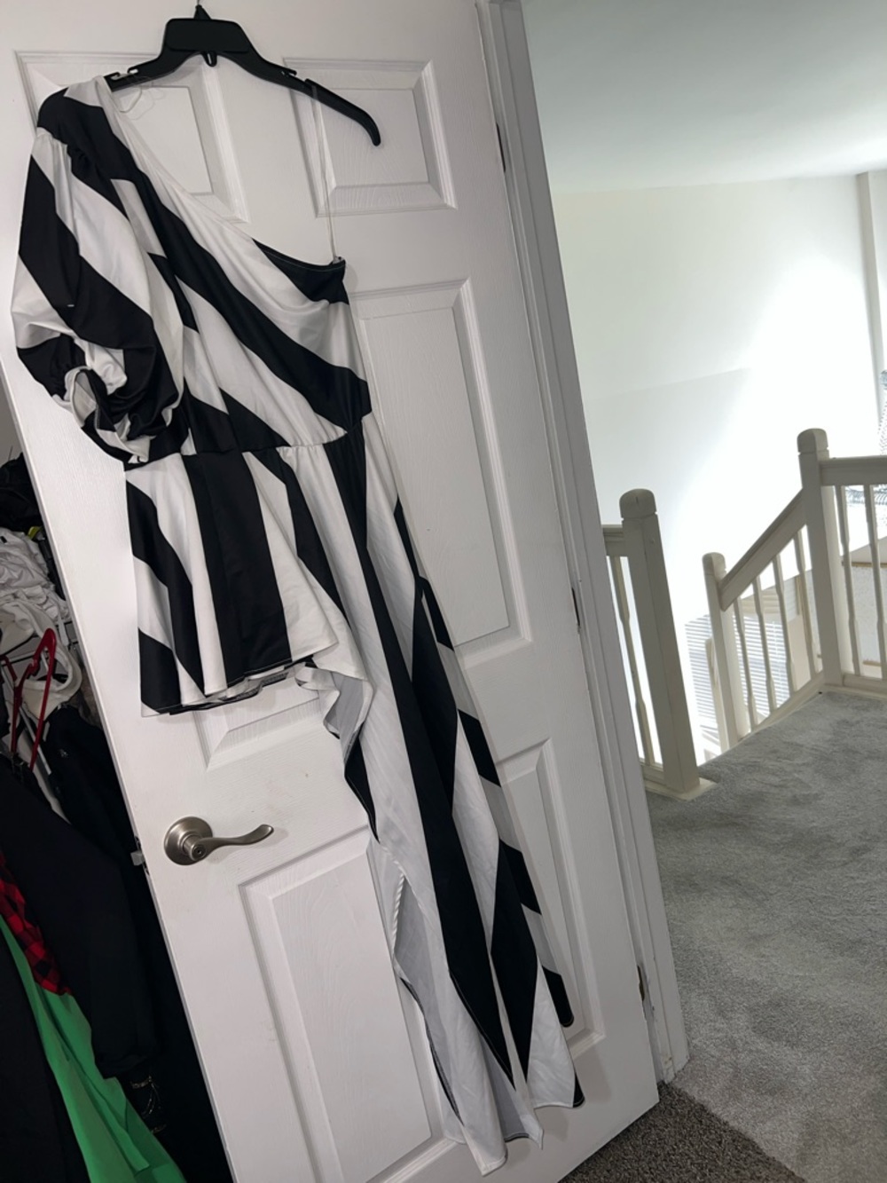 Black & White One-Shoulder Striped shirt Dress